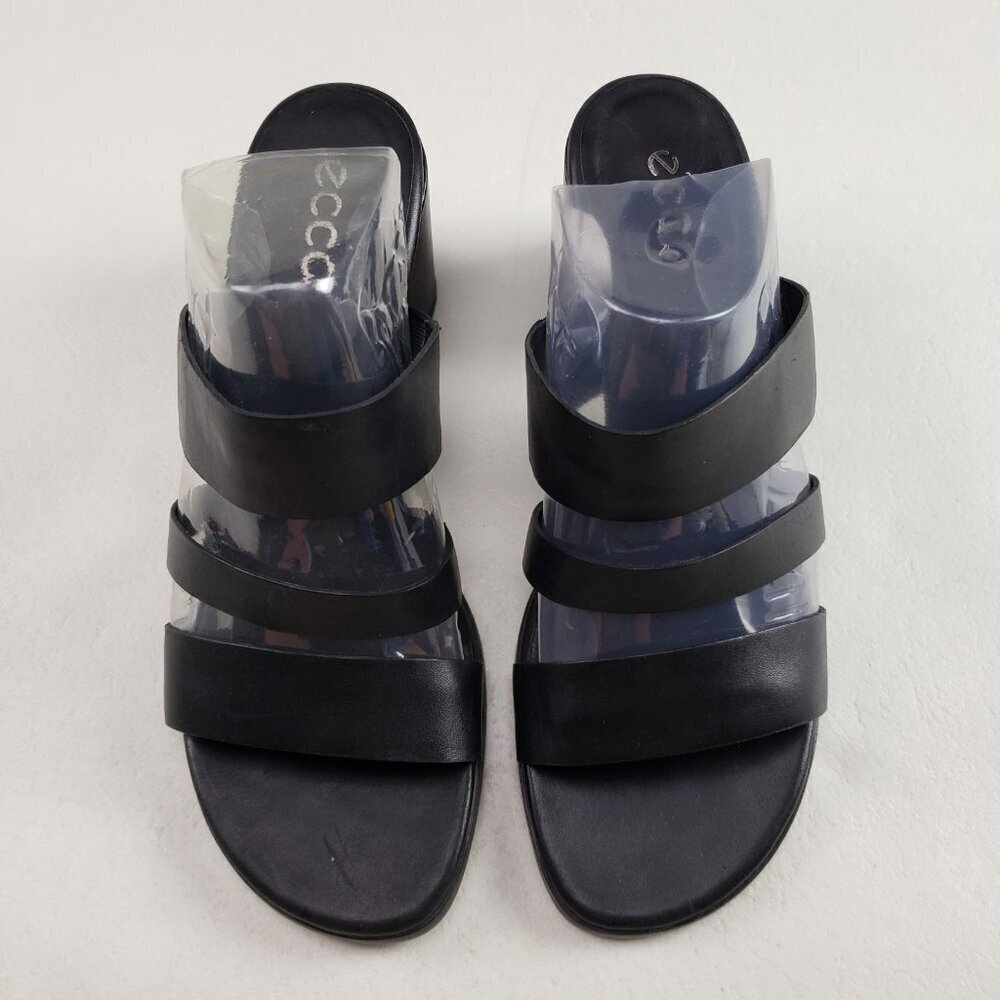 Ecco Shape Block Sandal 65 Womens 9-9.5 EU 40 Black Leather Open Toe Heel Shoe - Picture 4 of 12